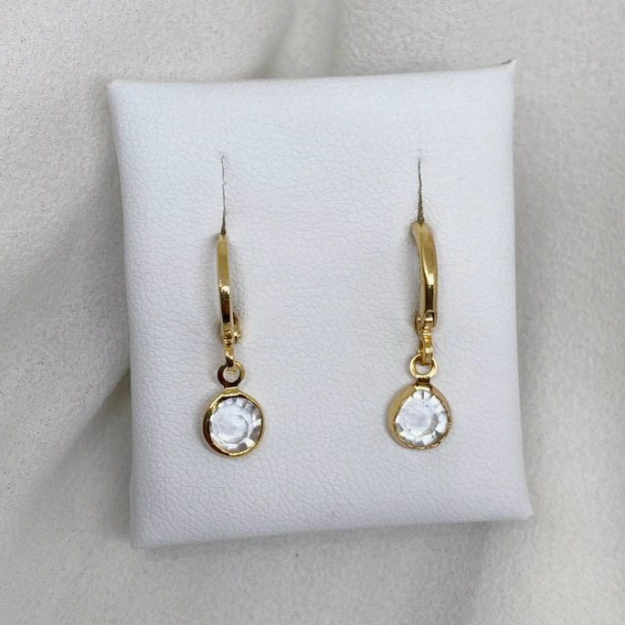 Brinco Argolinha Dourada Cristal - 18k — foto 1